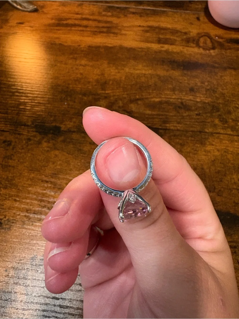Sparkling Pink Cushion-Cut Halo Ring - Women's Pink Stone Ring